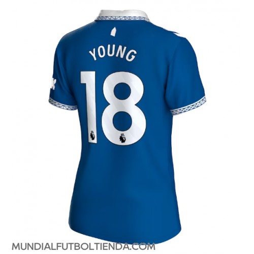 Camiseta Everton Ashley Young #18 Primera Equipación Replica 2023-24 para mujer mangas cortas